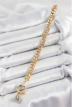 Pirinç Nazar Model Zirkon Taşlı Gold Renk Vi̇p Seri Kadın Bileklik Pirinç Nazar Model Zirkon Taşlı Gold Renk Vi̇p Seri Kadın Bileklik