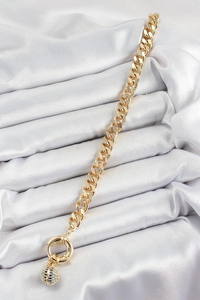Pirinç Nazar Model Zirkon Taşlı Gold Renk Vi̇p Seri Kadın Bileklik Pirinç Nazar Model Zirkon Taşlı Gold Renk Vi̇p Seri Kadın Bileklik