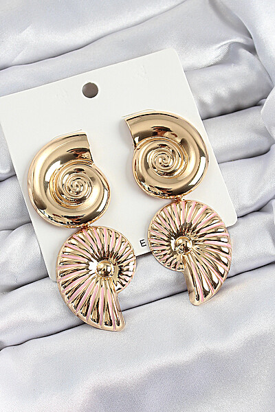 Pirinç Sarmal Sallantılı Deniz Kabuğu Vintage Model Gold Renk Küpe Pirinç Sarmal Sallantılı Deniz Kabuğu Vintage Model Gold Renk Küpe