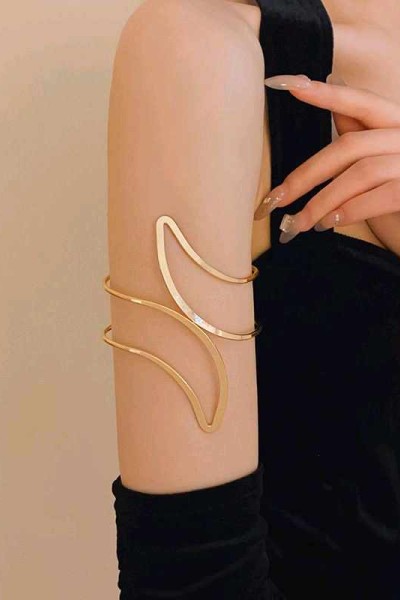 Pirinç Soyut Alev Desenli Gold Renk Kadın Pazu Bileklik Pirinç Soyut Alev Desenli Gold Renk Kadın Pazu Bileklik