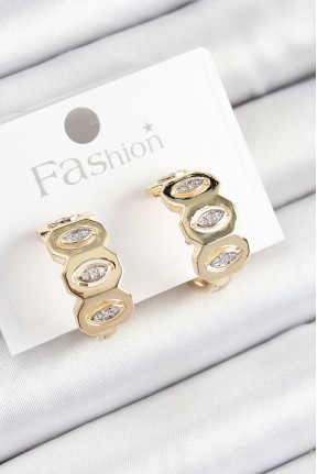 Pirinç Zirkon Taşlı Damla Figürlü Halka Model Gold Renk Kadın Küpe Pirinç Zirkon Taşlı Damla Figürlü Halka Model Gold Renk Kadın Küpe