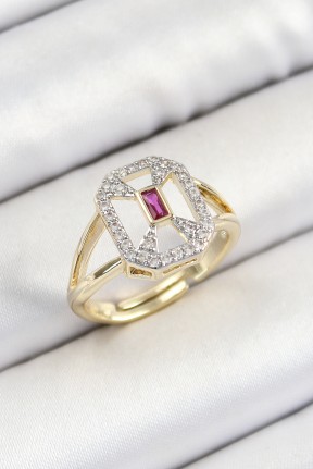Pirinç Zirkon Taşlı Baget Model Gold Renk Kadın Yüzük Pirinç Zirkon Taşlı Baget Model Gold Renk Kadın Yüzük