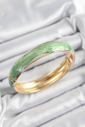 Pirinç Mavi Yeşil Mineli Mermer Desen Model Gold Renk Kadın Kelepçe Pirinç Mavi Yeşil Mineli Mermer Desen Model Gold Renk Kadın Kelepçe