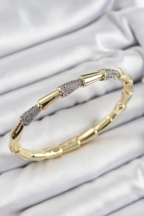 Pirinç Zirkon Taşlı Kemik Model Gold Renk Vip Kadın Bileklik Pirinç Zirkon Taşlı Kemik Model Gold Renk Vip Kadın Bileklik