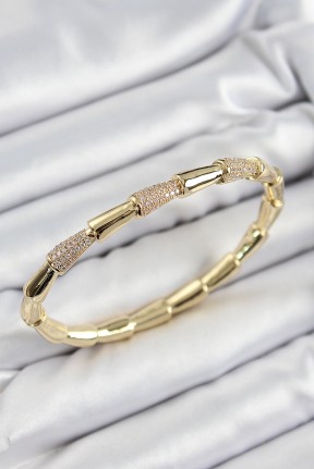 Pirinç Zirkon Taşlı Kemik Model Gold Renk Vip Kadın Bileklik Pirinç Zirkon Taşlı Kemik Model Gold Renk Vip Kadın Bileklik