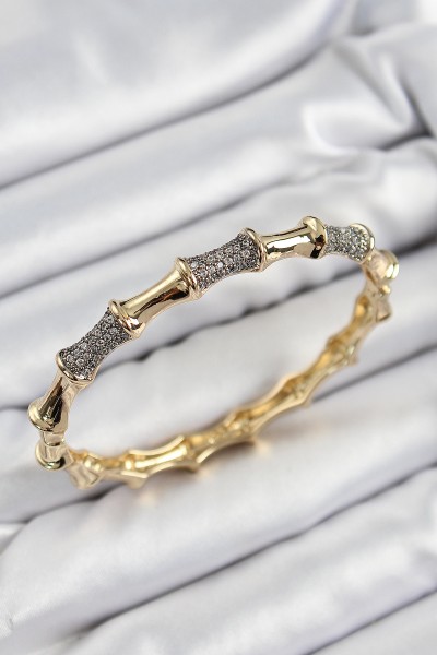 Pirinç Zirkon Taşlı Kemik Model Gold Renk Vip Kadın Bileklik Pirinç Zirkon Taşlı Kemik Model Gold Renk Vip Kadın Bileklik