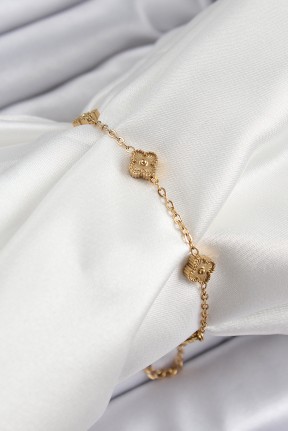 316l çelik Yonca Model Gold Renk Kadın Bileklik
