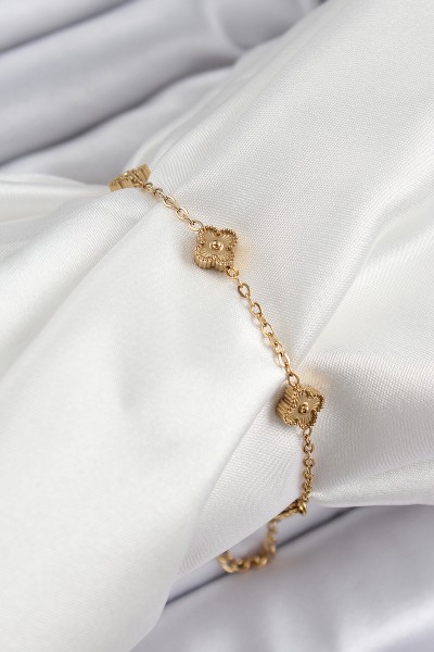 316l çelik Yonca Model Gold Renk Kadın Bileklik 316l çelik Yonca Model Gold Renk Kadın Bileklik