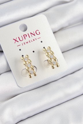 Xuping Zirkon Taşlı Sıralı Damla Model Gold Renk Kadın Küpe Xuping Zirkon Taşlı Sıralı Damla Model Gold Renk Kadın Küpe