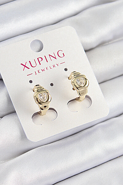 Xuping Zirkon Taşlı Kalp Model Gold Renk Kadın Küpe