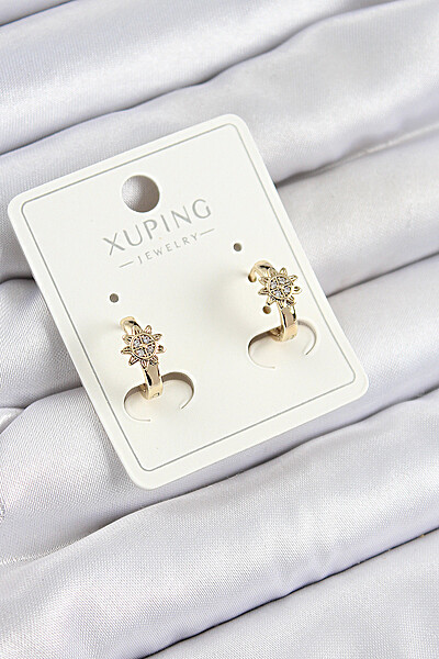 Xuping Zirkon Taşlı çiçek Model Gold Renk Kadın Küpe