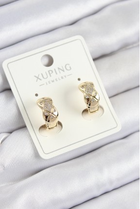 Xuping Zirkon Taşlı Geometrik Desenli Halka Model Gold Renk Kadın Küpe Xuping Zirkon Taşlı Geometrik Desenli Halka Model Gold Renk Kadın Küpe