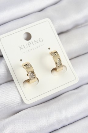 Xuping Zirkon Taşlı Desenli Halka Model Gold Renk Kadın Küpe Xuping Zirkon Taşlı Desenli Halka Model Gold Renk Kadın Küpe