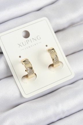 Xuping Zirkon Taşlı Desenli Halka Model Gold Renk Kadın Küpe Xuping Zirkon Taşlı Desenli Halka Model Gold Renk Kadın Küpe