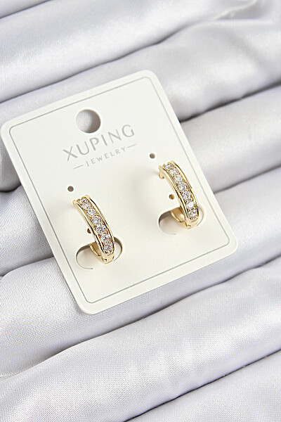 Xuping Zirkon Taşlı Halka Model Gold Renk Kadın Küpe