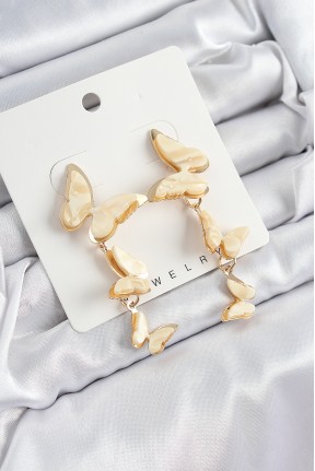 Pirinç Sedef Sallantılı Mermer Desenli Kelebek Model Gold Renk Vintage Kadın Küpe Pirinç Sedef Sallantılı Mermer Desenli Kelebek Model Gold Renk Vintage Kadın Küpe