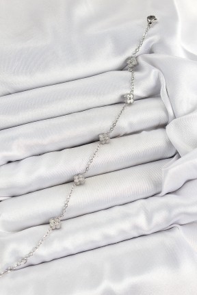 316l çelik Yonca Model Gümüş Renk Kadın Bileklik