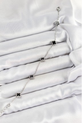 316l çelik Siyah Sedef Yonca Model Gümüş Renk Kadın Bileklik 316l çelik Siyah Sedef Yonca Model Gümüş Renk Kadın Bileklik