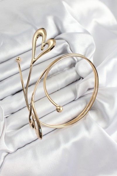 Pirinç Kalp Model Gold Renk Kadın Pazu Bileklik Pirinç Kalp Model Gold Renk Kadın Pazu Bileklik