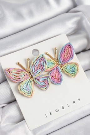 Pirinç Rainbow Kelebek Model Gold Renk Kadın Hasır Küpe Pirinç Rainbow Kelebek Model Gold Renk Kadın Hasır Küpe