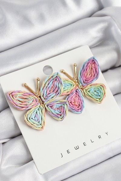 Pirinç Rainbow Kelebek Model Gold Renk Kadın Hasır Küpe Pirinç Rainbow Kelebek Model Gold Renk Kadın Hasır Küpe