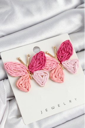 Pirinç Pembe Kelebek Model Gold Renk Kadın Hasır Küpe Pirinç Pembe Kelebek Model Gold Renk Kadın Hasır Küpe
