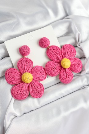 Pirinç Pembe Papatya Model Gold Renk Kadın Hasır Küpe Pirinç Pembe Papatya Model Gold Renk Kadın Hasır Küpe