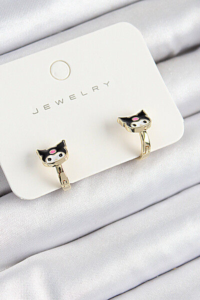 Pirinç Kuromi Model Gold Renk çocuk Küpe Pirinç Kuromi Model Gold Renk çocuk Küpe