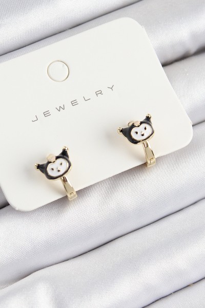 Pirinç Kuromi Model Gold Renk çocuk Küpe Pirinç Kuromi Model Gold Renk çocuk Küpe