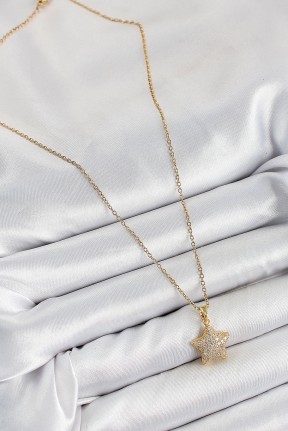 316l çelik Zirkon Taşlı Yıldız Model Gold Renk Kadın Kolye 316l çelik Zirkon Taşlı Yıldız Model Gold Renk Kadın Kolye
