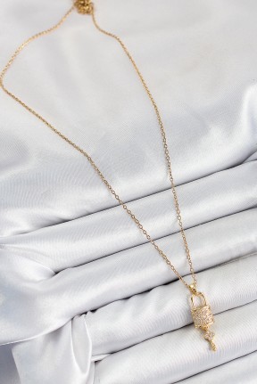 316l çelik Zirkon Taşlı Kilit Ve Sallantılı Anahtar Model Gold Renk Kadın Kolye 316l çelik Zirkon Taşlı Kilit Ve Sallantılı Anahtar Model Gold Renk Kadın Kolye
