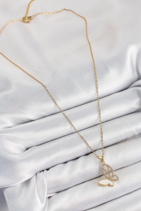 316l çelik Zirkon Taşlı Kelebek Model Gold Renk Kadın Kolye 316l çelik Zirkon Taşlı Kelebek Model Gold Renk Kadın Kolye