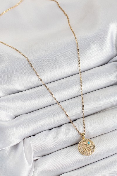 316l çelik Zirkon Taşlı Madalyon Model Gold Renk Kadın Kolye 316l çelik Zirkon Taşlı Madalyon Model Gold Renk Kadın Kolye