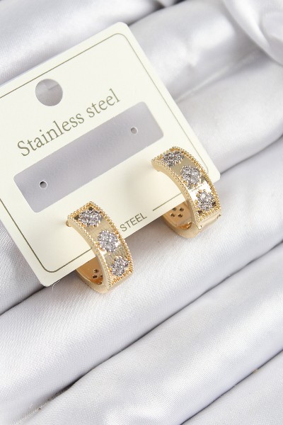 316l çelik Zirkon Taşlı Halka Model Gold Ve Gümüş Renk Kadın Küpe 316l çelik Zirkon Taşlı Halka Model Gold Ve Gümüş Renk Kadın Küpe