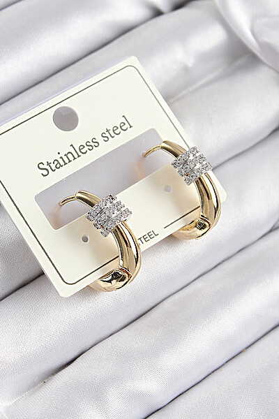 316l çelik Zirkon Taşlı Halka Model Gold Renk Kadın Küpe 316l çelik Zirkon Taşlı Halka Model Gold Renk Kadın Küpe