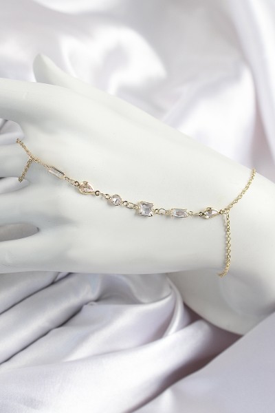 Pirinç Zirkon Taşlı Y Model Gold Renk Kadın şahmeran