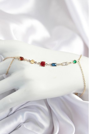 Pirinç Renkli Zirkon Taşlı Y Model Gold Renk Kadın şahmeran