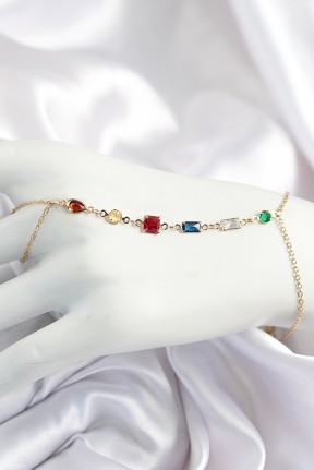 Pirinç Renkli Zirkon Taşlı Y Model Gold Renk Kadın şahmeran