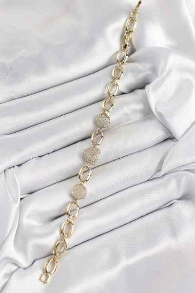 Xuping Pirinç Kalp Ve Daire Model Gold Renk Kadın Bileklik Xuping Pirinç Kalp Ve Daire Model Gold Renk Kadın Bileklik