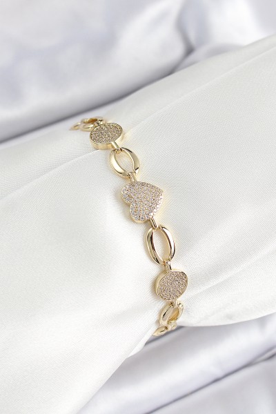 Xuping Pirinç Kalp Ve Daire Model Gold Renk Kadın Bileklik