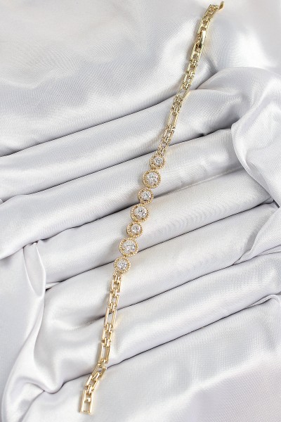 Xuping Pirinç Sıralı Daire Baget Model Gold Renk Kadın Bileklik Xuping Pirinç Sıralı Daire Baget Model Gold Renk Kadın Bileklik