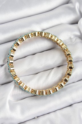 Pirinç Zirkon Taşlı Turkuaz Nazar Model Gold Renk Lastikli Kadın Bileklik Pirinç Zirkon Taşlı Turkuaz Nazar Model Gold Renk Lastikli Kadın Bileklik