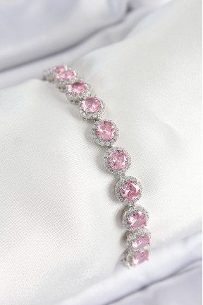 Pirinç Pembe Zirkon Taşlı Daire Baget Model Gümüş Renk Vip Seri Kadın Bileklik Pirinç Pembe Zirkon Taşlı Daire Baget Model Gümüş Renk Vip Seri Kadın Bileklik