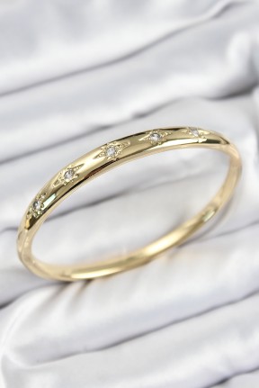 Pirinç Zirkon Taşlı Kutup Yıldızı Model Gold Renk Kadın Kelepçe Pirinç Zirkon Taşlı Kutup Yıldızı Model Gold Renk Kadın Kelepçe