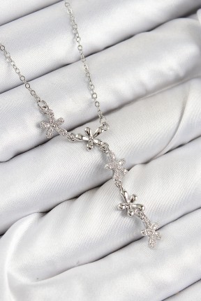 316l çelik Zirkon Taşlı çiçek Model Gümüş Renk Kadın Kolye 316l çelik Zirkon Taşlı çiçek Model Gümüş Renk Kadın Kolye