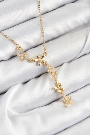 316l çelik Zirkon Taşlı çiçek Model Gold Renk Kadın Kolye 316l çelik Zirkon Taşlı çiçek Model Gold Renk Kadın Kolye
