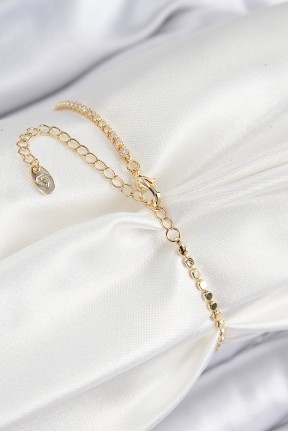 Pirinç Zirkon Taşlı Nazar Model Ezme Zincir Gold Renk Kadın Bileklik Pirinç Zirkon Taşlı Nazar Model Ezme Zincir Gold Renk Kadın Bileklik