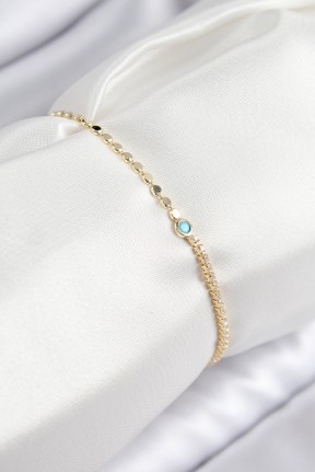 Pirinç Zirkon Taşlı Boncuk Model Ezme Zincir Gold Renk Kadın Bileklik Pirinç Zirkon Taşlı Boncuk Model Ezme Zincir Gold Renk Kadın Bileklik