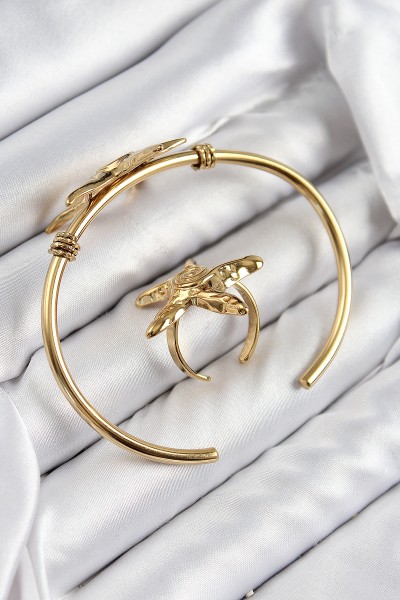 Pirinç Deniz Yıldızı Model Gold Renk Bileklik Yüzük Set Pirinç Deniz Yıldızı Model Gold Renk Bileklik Yüzük Set