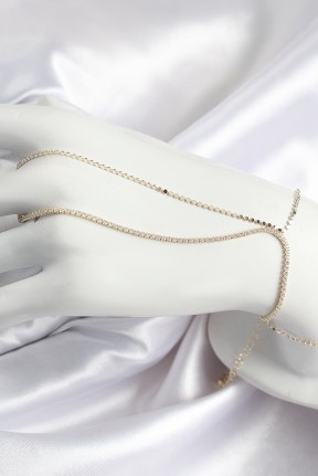 Pirinç Zirkon Taşlı Ezme Zincir Model Gold Renk Kadın şahmeran